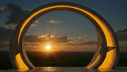 Abstract art sunset 