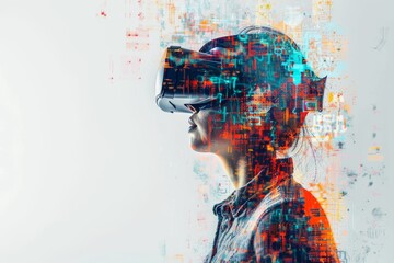 VR Usable Mixed Virtual Reality Goggles for Virtual reality weather simulations. AR Glasses Concert in the park. Future Technology Dream Headset Gadget and Healthcare Disparities Tracking Wearable