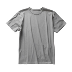 Blank plain slim fit t shirt front view heather grey color isolated on white background, ready for mock up template ,PNG, cutout, or clipping path.	