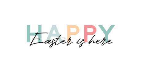 Happy easter lettering. Cute hand drawn illustration, card template