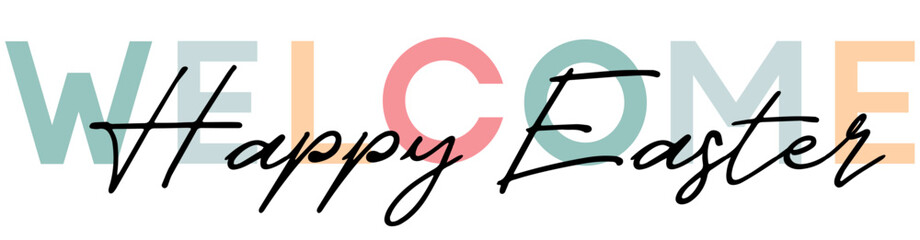 Happy easter lettering. Cute hand drawn illustration, card template