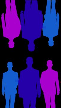 patterns of businessmen walking in vertical