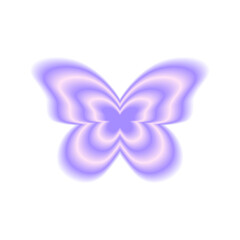 Butterfly chameleon shape in blurry style isolated on white background. Trendy y2k sticker with gradient aura effect. Vector illustration.