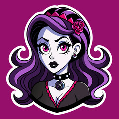 Tshirt Sticker of a Gothic Glam Attitude Horror Girl Sticker