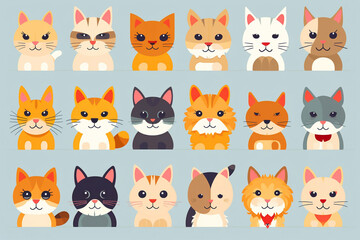 Obraz premium Set of cat faces. Little kittens collection.
