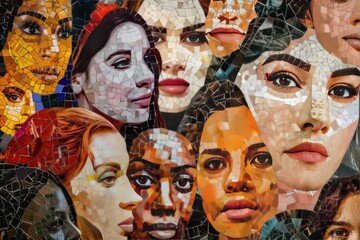 A mosaic collage of diverse women's faces