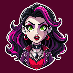 Tshirt Sticker of a Gothic Glam Attitude Horror Girl Sticker