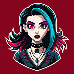 Tshirt Sticker of a Gothic Glam Attitude Horror Girl Sticker