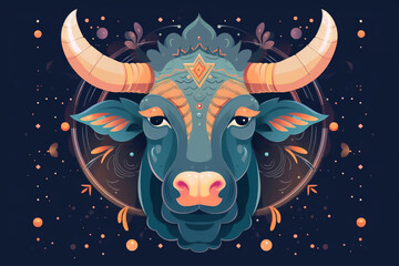 Taurus Celestial Portrait. Taurus zodiac sign.