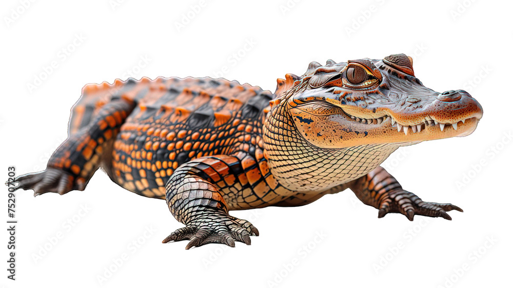 Wall mural side view crocodile isolated on transparent background ,generative ai