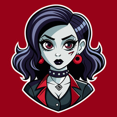 Tshirt Sticker of a Gothic Glam Attitude Horror Girl Sticker