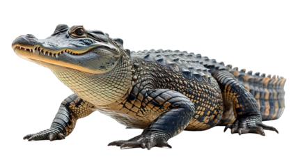 side view crocodile isolated on transparent background ,generative ai