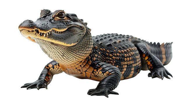 side view crocodile isolated on transparent background ,generative ai