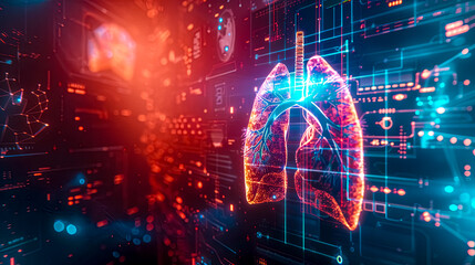 Digital human lungs health concept