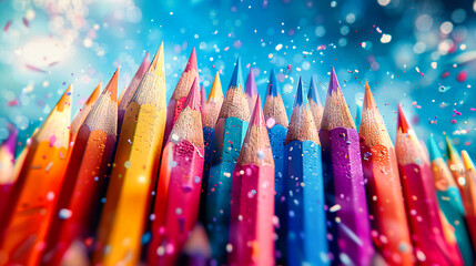 A Spectrum of Creativity, Pencils Poised for Artistic Discovery, Where Ideas and Colors Merge - Powered by Adobe