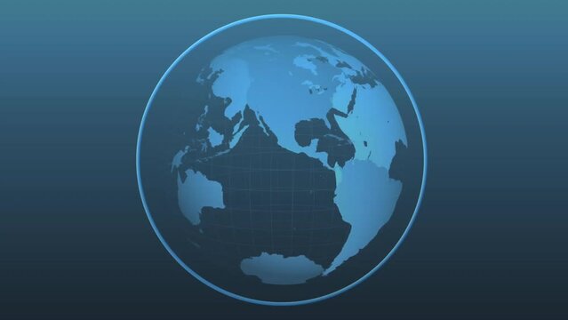 Animation of globe spinning on blue background
