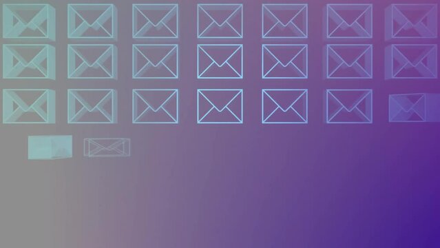 Animation of envelope icons on purple background