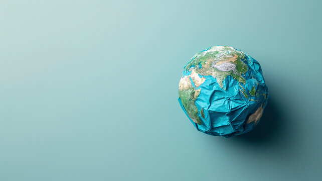 Planeta tierra hecha con papel, origami,