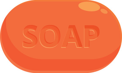 Orange fruit soap icon cartoon vector. Factory production. Spray liquid package