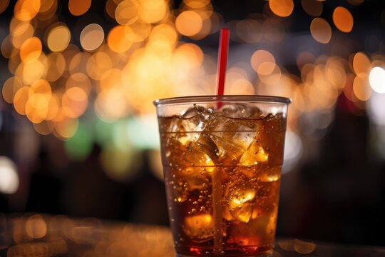 Close-up of a festive drink with a straw.