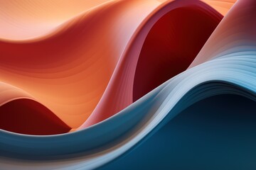 A smooth blend of undulating curves in warm oranges and cool blues creating a soothing abstract design.