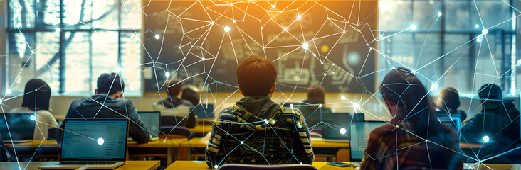 Smart digital education and learning. Future technology of of e-learning and school.