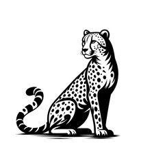 Cheetah monochrome isolated vector illustration