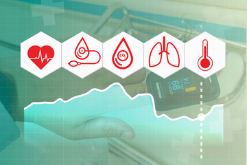  icon vital signs, blood pressure, cardiogram, clinic, doctor, electrocardiogram, 5 basic medical vital signs, vital signs monitoring, vital signs monitor,Health service concept and medical technology