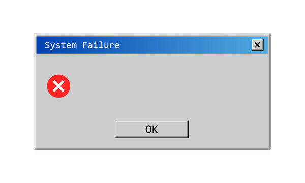 System Failure sign. System error. Flat style. Vector icon