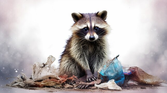 Raccoon as an environmentalist promoting recycling