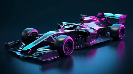 Gordijnen a purple and pink race car © Tofan