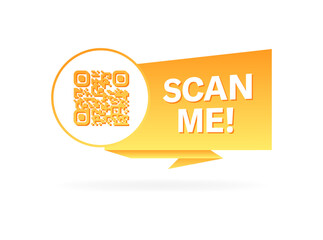 Scan me qr-code banner. Pop art banner. Flat style. Vector icon