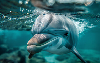 Naklejka premium Dolphin in the ocean. Generative AI