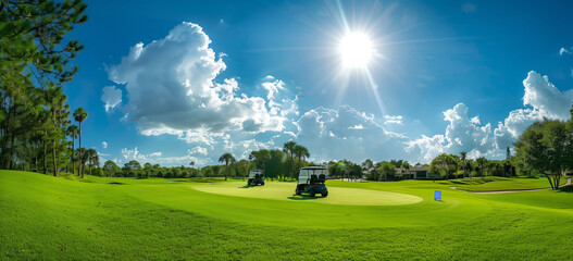 A good day at a nice golf course. resort golfing. Hand edited AI.