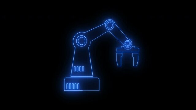 Animation of mechanical arm icon isolated on transparent background. Sophisticated robotic arm. Advanced industrial technology concept.