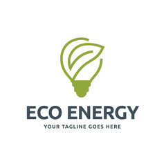 Ecology bulb lamp with leaf logo. Renewable eco power logo vector