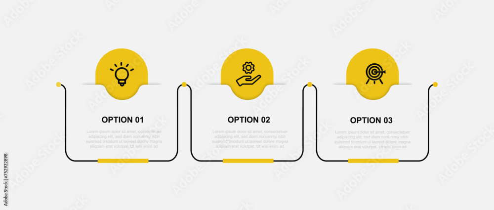 Poster Business template vector infographic element with 3 step line connected