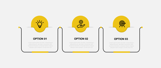 Business template vector infographic element with 3 step line connected