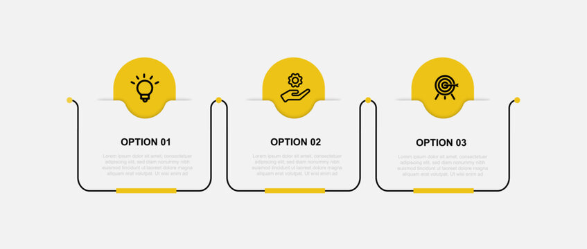 Business template vector infographic element with 3 step line connected