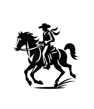 Cowboy on riding horse. Wild west isolated vector illustration.