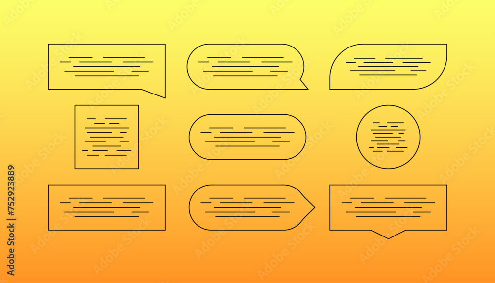 Poster speech bubble icon set. linear style. vector icons