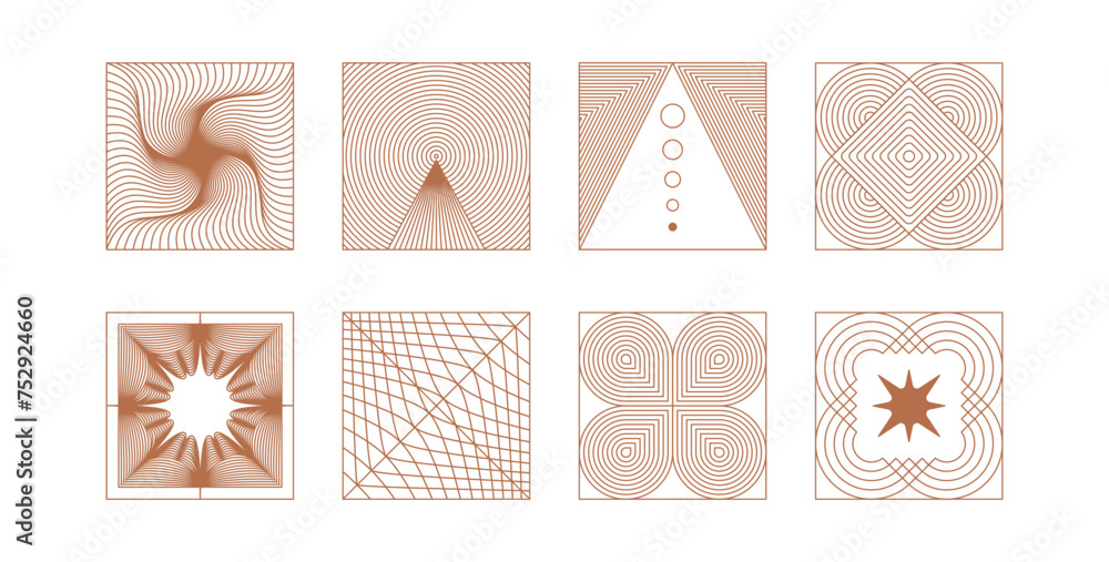 Leinwandbilder vector minimal geometric illustrations set - trendy abstract aesthetic linear compositions, prints, 