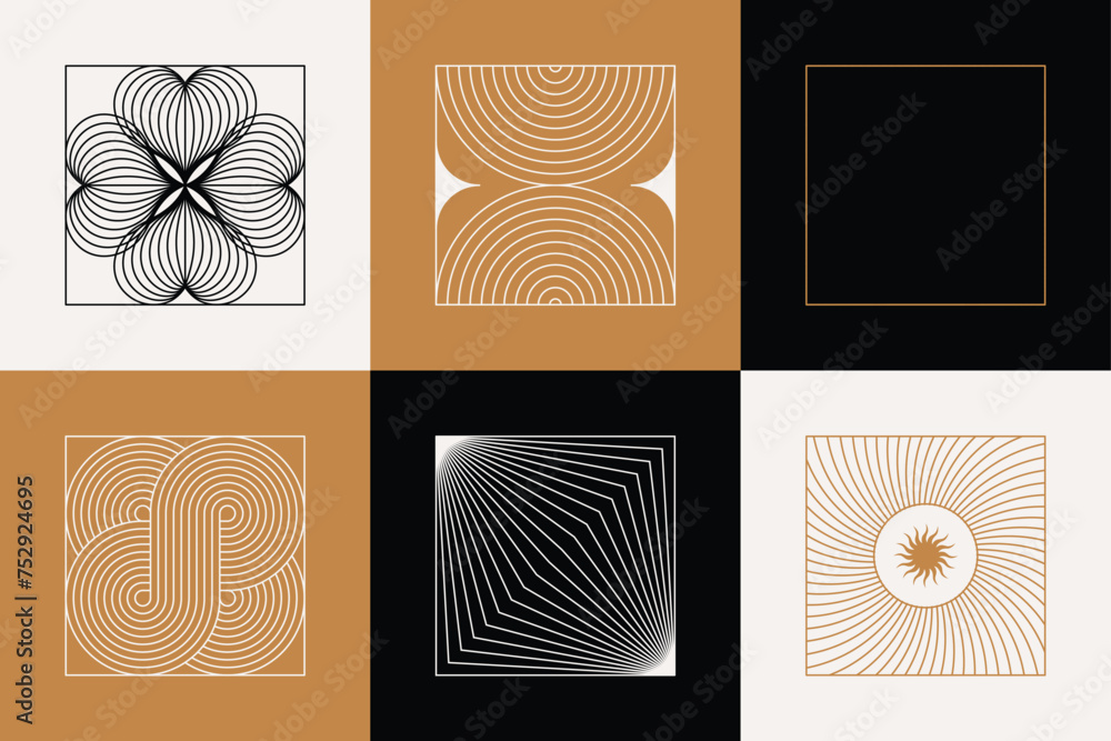 Leinwandbilder vector minimal geometric illustrations set - trendy abstract aesthetic linear compositions, prints, 