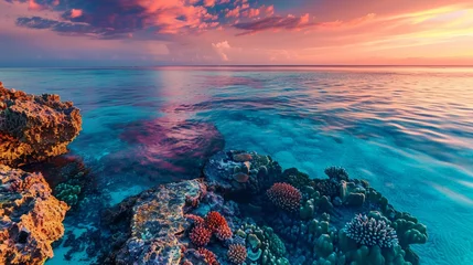 Keuken spatwand met foto An amazing scene of nature in Australia, where rugged cliffs meet the turquoise waters of the Great Barrier Reef © malik