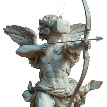 Statue of Cupid Holding Bow and Arrow