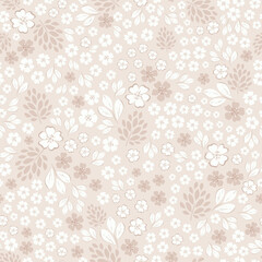 Vector illustration. Ditsy Floral seamless pastel pattern, print on fabric, wallpaper, baby clothes print, cottagecore, grandmillenial. 