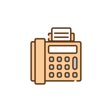 Golden Fax Machine Icon Illustration