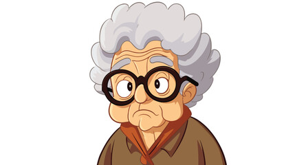 Illustration of an old woman freehand draw cartoon 