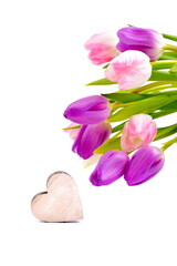 Tulips for morhers day or valentines day. Flowers and heart. - 752926698