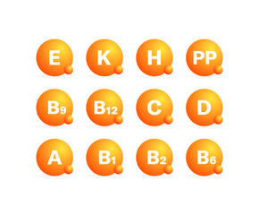 Vitamin icons set. Flat style. Vector icons